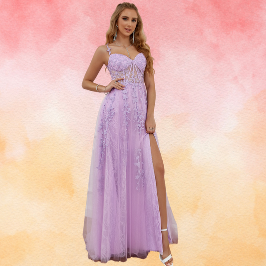Thistle A Line Spaghetti Straps Applique Prom Dress