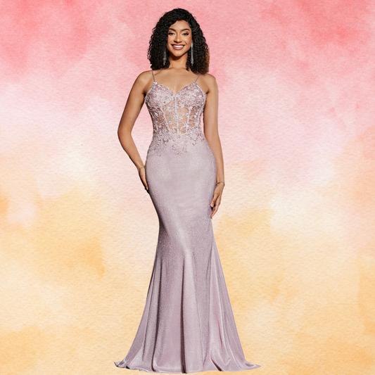 Pink Mermaid Spaghetti Straps Long Prom Dress