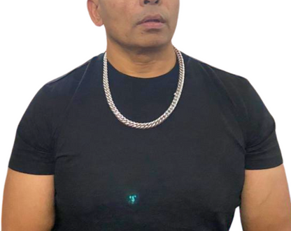 8mm  Cuban Chain White Gold