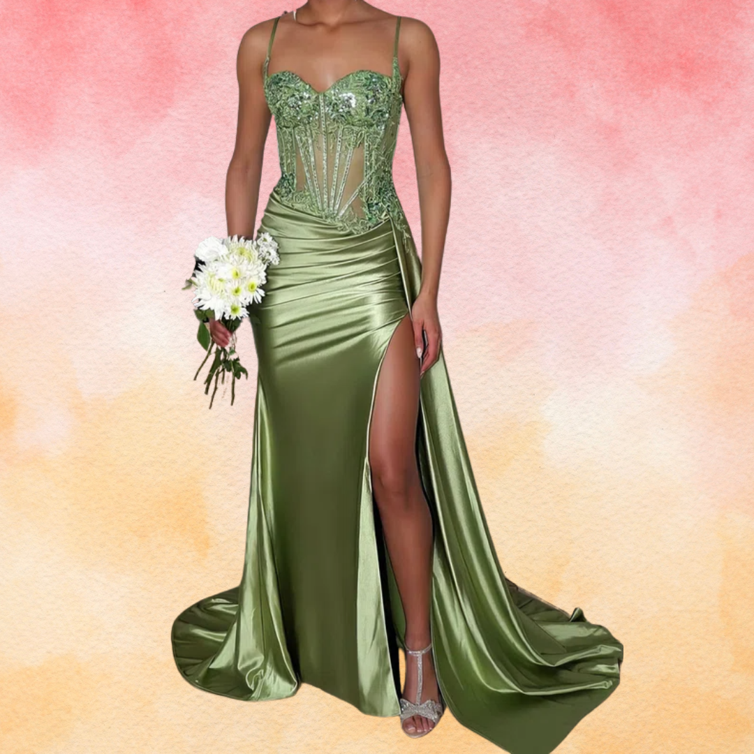 Column Sweetheart Satin Corset Prom Dress