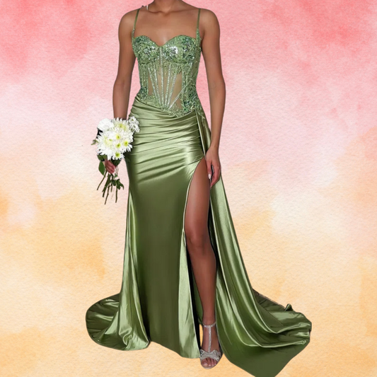 Column Sweetheart Satin Corset Prom Dress