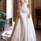 V-Neck Sleeveless Pleated Train Simple Wedding Dress