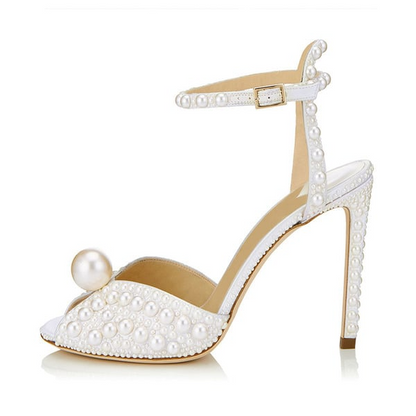 High Heel Peep Toe Ankle Strap Wedding Sandals