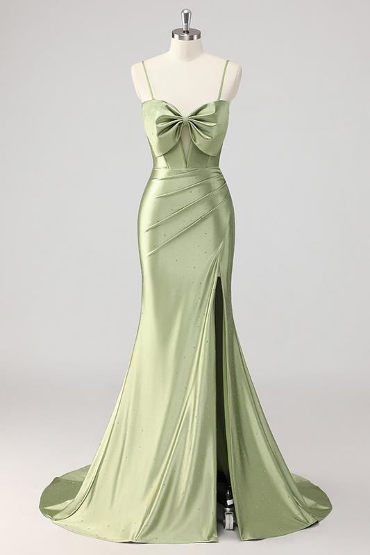 Green Mermaid Beaded Prom Dress with Slit