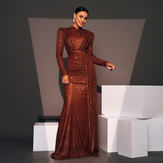 Sequin Split Long Sleeves Cocktail Dress