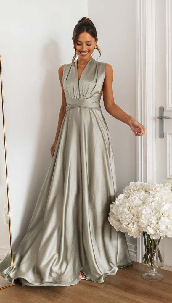 A-line V-neck Backless Floor-length Bridesmaid Dress