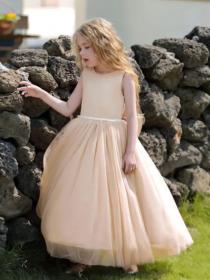 Sweet Ball Gown Tulle Flower Girl Dress With Satin Bow