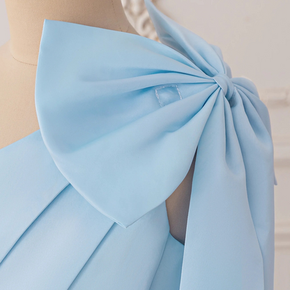 Sweet Bow One-Shoulder A-Line Floor-Length Satin Flower Girl Dress
