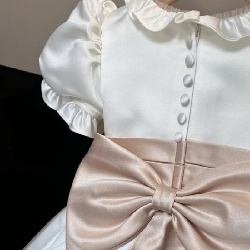 Ball-Gown Scoop Neck Satin Flower Girl Dress With Ruffle