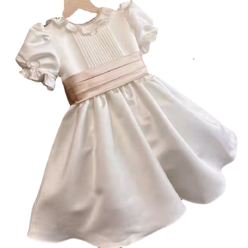 Ball-Gown Scoop Neck Satin Flower Girl Dress With Ruffle