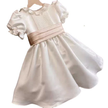 Ball-Gown Scoop Neck Satin Flower Girl Dress With Ruffle