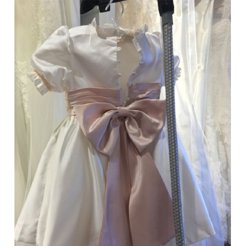 Ball-Gown Scoop Neck Satin Flower Girl Dress With Ruffle