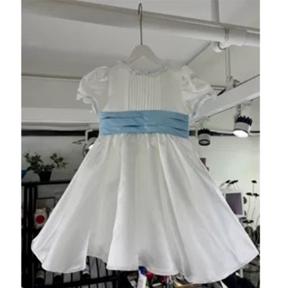 Ball-Gown Scoop Neck Satin Flower Girl Dress With Ruffle