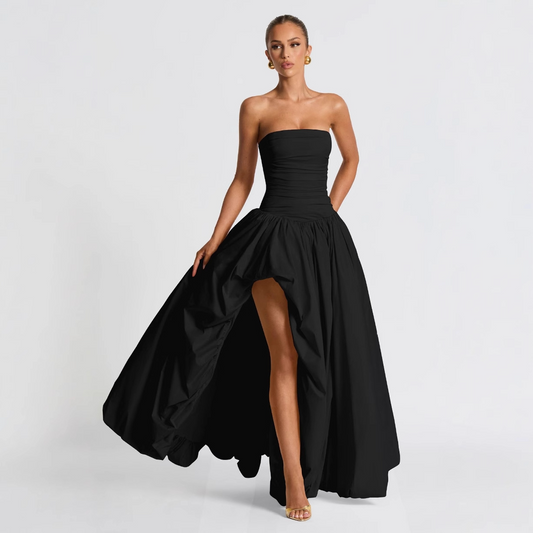 Ruched Strapless Sleeveless A-Line Asymmetrical Length Prom Dress