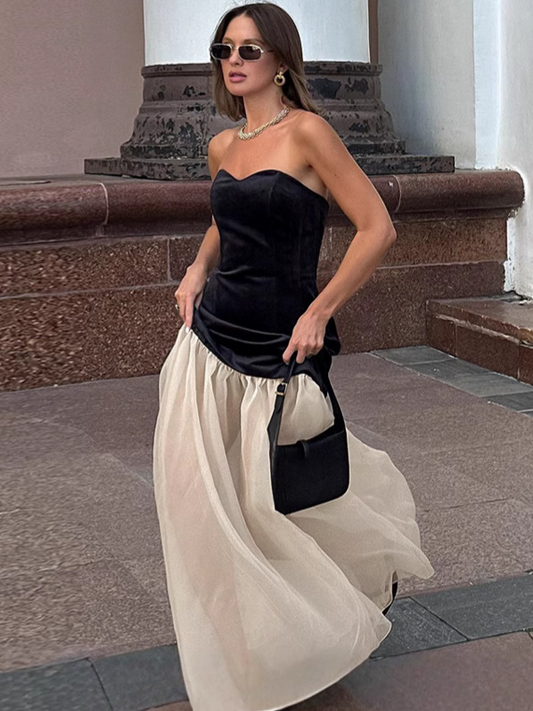 Elegant A-Line Sweep Train Prom Dress