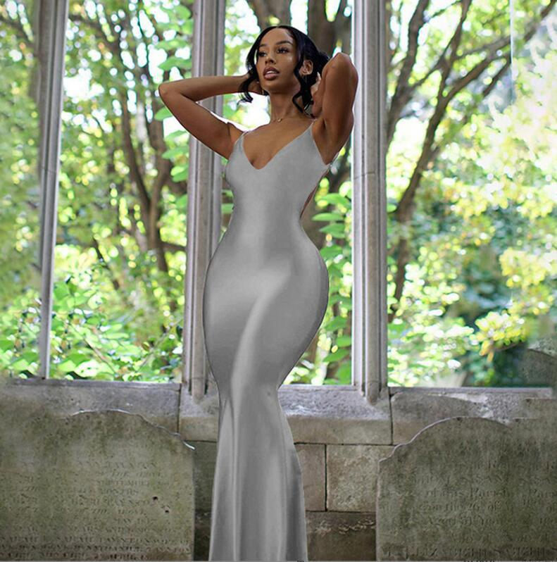 Classic V-Neck Spaghetti Straps Mermaid Sweep Train Prom Dress