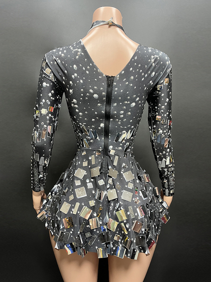 Ella Long Sleeve Embellished Mini Dress